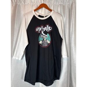 Pink American Apparel 50 50 Shirt XL Black White Baseball Tee Graphic